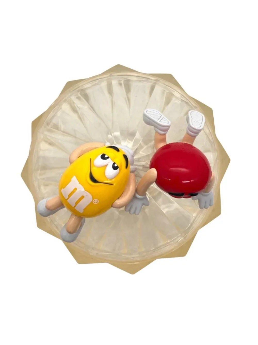 M&Ms Mars Red & Yellow Character Candy Dish & Lid & 2 Smaller Lids Collectible